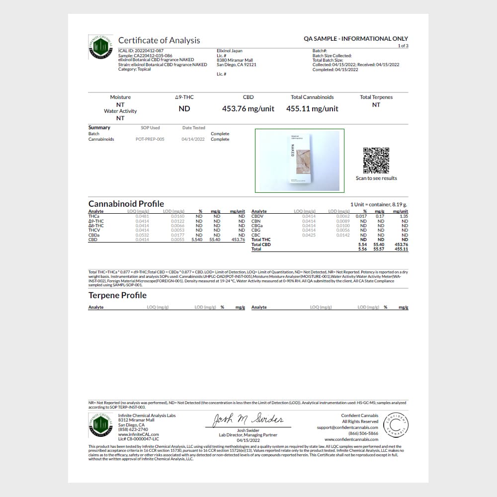 エリクシノール ボタニカルCBDフレグランス NAKED